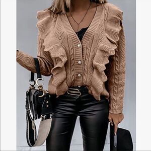 NEW Ruffle Knit Cardigan Sweater